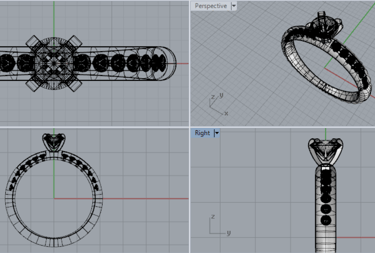 Modelos 3D Anillo de Compromiso con diamantes Laterales