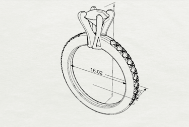 Sketch Anillo de Compromiso con diamantes laterales