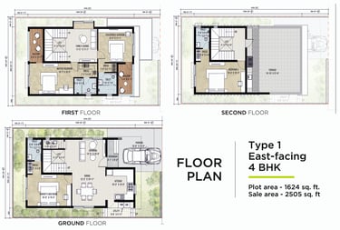 Paradise on Earth 4 BHK East Facing Floor Plan
