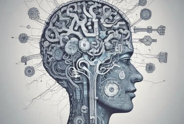 A student reviewing psychology materials on a laptop in a bright room.