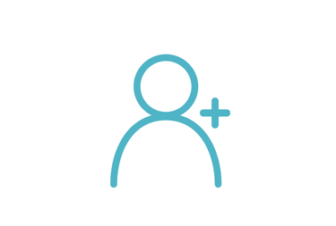 Leads icon with a plus sign representing the add user or create account function.