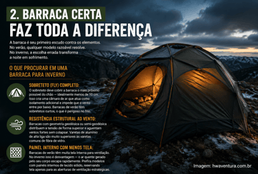 Acampar no inverno, a Barraca certa faz toda a diferença