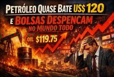 💰 Petróleo Quase Bate US$ 120 e Bolsas Despencam no Mundo Todo