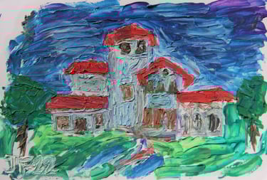 a painting of a villa in Palanga, Lithuania