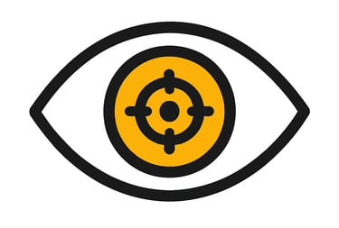a yellow eyeball with a crosshair eye and a crosshair eye