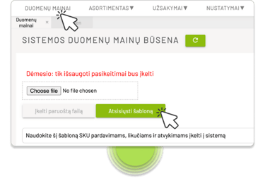 FluentSTOCK SKU (prekės) judėjimo duomenų importas per xls failą. Tiekimo grandinės valdymas