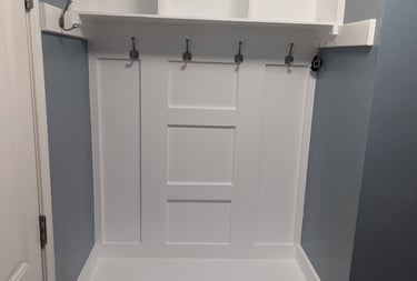 Custom mudroom built-in with hooks and storage Dayton OH