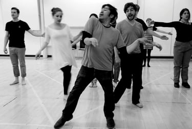 Theatre dance rehearsals with Director Roman Berry and Illegals The Game Show Cast members.  