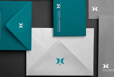 The Path Divider visual identity on stationery – envelope, business card and letterhead