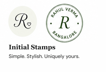 Custom monogram stamp featuring initials for personal branding and stationery.