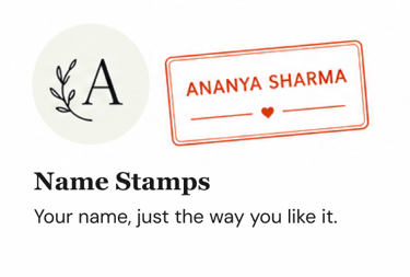 Personalized name stamp for letters, books, gifts, and everyday personal use.