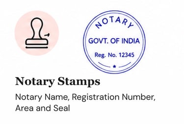 Custom notary stamp for affidavits, certifications, attestations, and notarized legal documents.