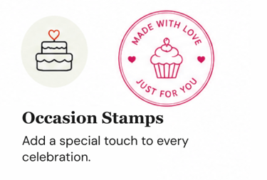 Custom celebration stamp for birthdays, weddings, holidays, and special events.