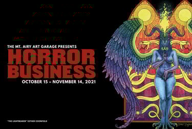 Mt Airy Art Garage Horror Business 2021 postcard
