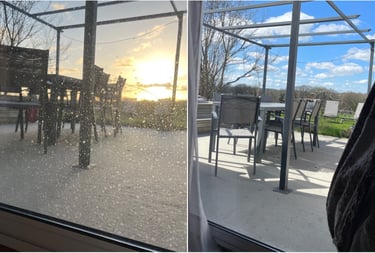 Avant après d'un nettoyage de vitres chez particuliers baie vitrée - m&m services pro rouen