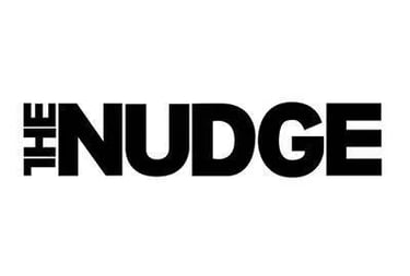 the nudgee nudge logo on a white background