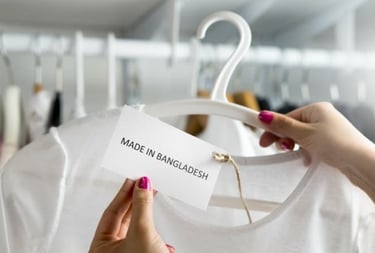 Made in Bangladesh Label on a t-shirt