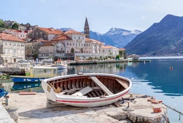 Picturesque view Perast village in Montenegro