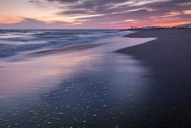 Sunset view of Velika Plaza in Ulcinj Montenegro longest sandy beach of the country