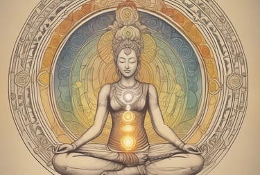 Hands performing a massage on a person's back, applying pressure to specific points. The setting is bright and calming, with soft focus creating a tranquil atmosphere.