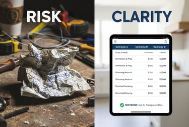 左手写报价单(标记为 "Risk")右边是 Bestbond 整洁的对比表格