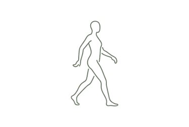 Illustration of a person walking, symbolizing mobility and physical recovery.