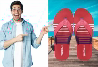 a man with  a pair of flip flop 