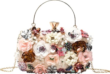 Flower Clutch Purse Evening Prom Bag Party Handbag Chain Strap Shoulder Bag