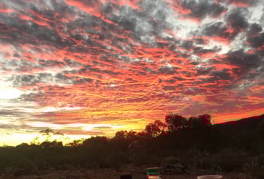 Atardecer en un viaje por el desierto australiano