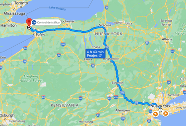 Ruta de Nueva York a Niágara Falls