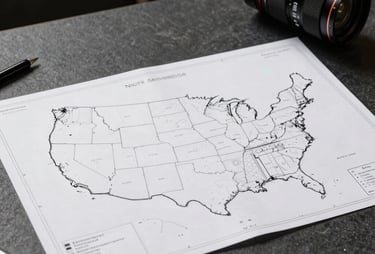 A clean North American / US architectural plan on a dark desk. Professional studio lighting in cloud white and slate.