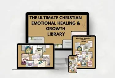 Digital devices displaying the Ultimate Christian Emotional Healing and Growth Library resources.