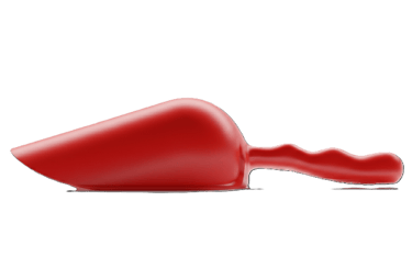 Rote HACCP-Schaufel für rohes rotes Fleisch. Farbsystem gegen Kreuzkontamination.