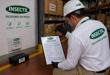 revisión de evidencia de plagas en almacén durante auditoría sanitaria
