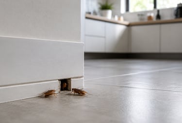 actividad recurrente de plagas en grieta de cocina
