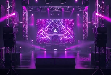 a stage with a stage set up for a concert