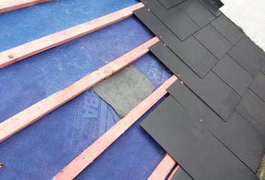 Slate roof in progress