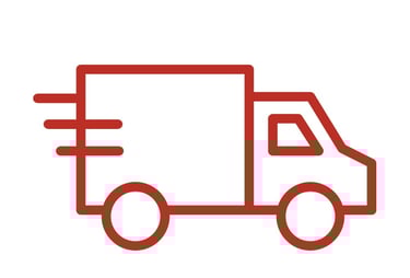 Red outline delivery truck icon representing food delivery service