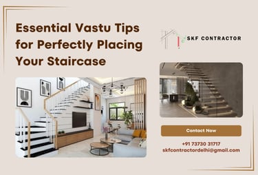 Modern interior design showcasing Vastu tips for staircase placement by SKF Contractor.