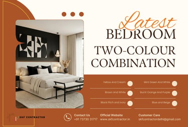 Modern bedroom two-colour combination design featuring a black accent wall and ivory furniture.