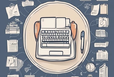 A laptop with a keyboard is open on a desk displaying a webpage about remote work. The screen shows images and text related to working from home, with tabs visible at the top of the browser. There is a smart speaker to the left and part of a chair visible at the edge of the frame.