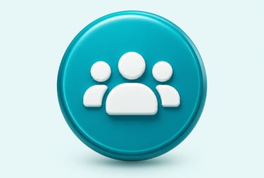 3D teamwork icon representing complementary product direction and technical development roles at Unitlogi.