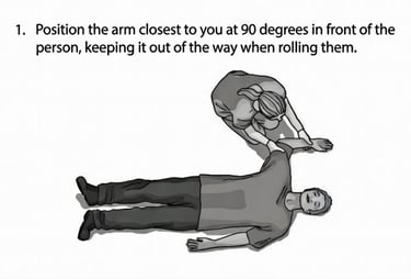 Person putting arm of another person in 90 degree angle