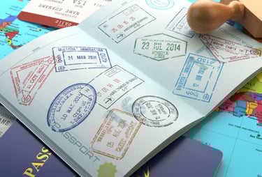 Foto de passaporte e vistos, seção pursers desk.