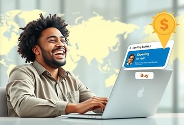 Entrepreneur excitedly buying an online business on Flippa’s secure global marketplace.