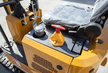 Brand New 1000kg HW-12 Mini Crawler Excavator handling controls and seat close up image
