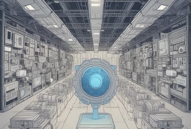 a blue and a white mannequin face to face