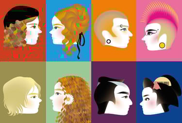 retratos ilustrados de Tomo Iida