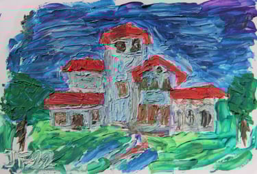 a painting of a villa in Palanga, Lithuania