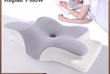 a woman is laying on a pillow with a pillow
